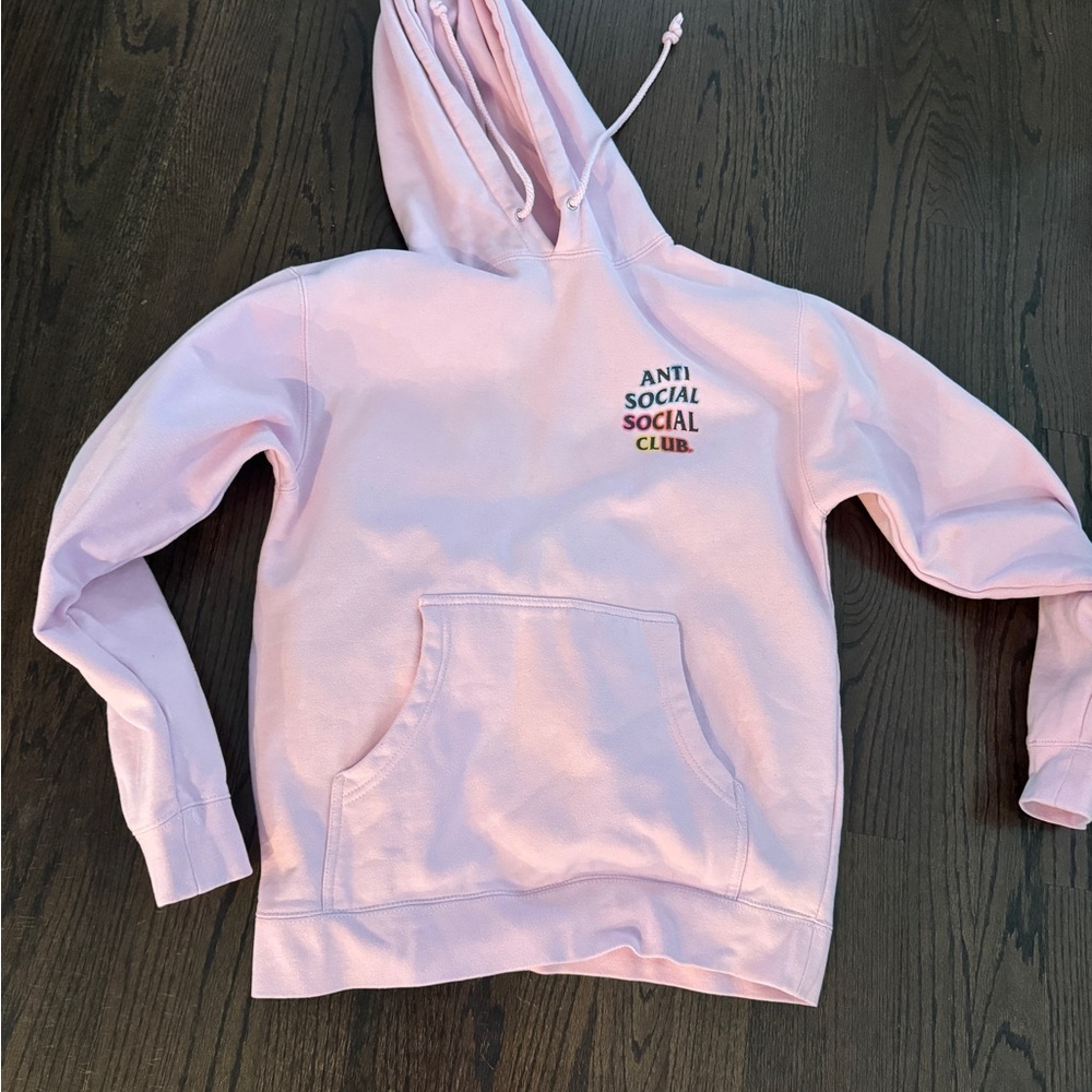 Anti Social Social Club Pastel Pink Pullover Hoodie Sz Small Fair Condition
